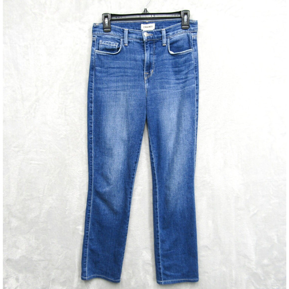 L'Agence Jeans Womens 27 Blue Denim Dean High-Rise Straight Mid-Rise Sequoia - Picture 1 of 10